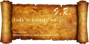 Iván Richárd névjegykártya